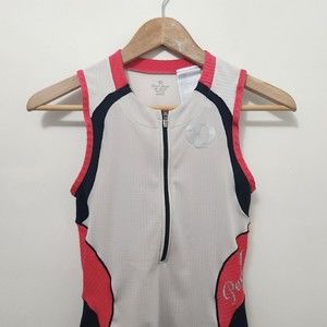 PEARL IZUMI Elite Women's Pink & White Cycling Tank Top 1/2 Zip Size M